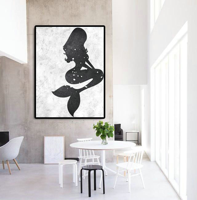 Large Abstract Art,Black And White Minimal Painting On Canvas - Large Contemporary Painting